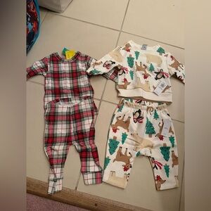 GAP Festive Plaid and Old Navy Reindeer Sweat Set